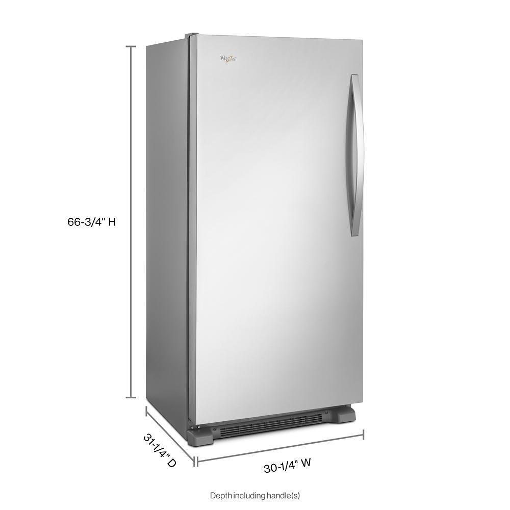 Whirlpool 17.7 Cu. Ft. SideKicks Frost Free Upright Freezer in Monochromatic - Stainless Steel