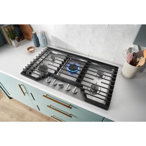 Whirlpool 30-inch Gas Cooktop with 2-in-1 Hinged Grate to Griddle - Stainless Steel