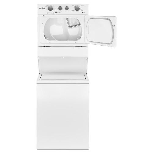 Whirlpool 27" Gas Stacked Washer and Laundry Center with Dual Action Agitator and AutoDry Drying System - White