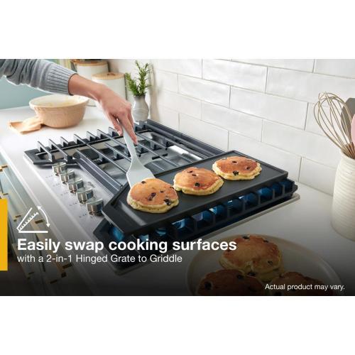 Whirlpool 36-inch Gas Cooktop with 2-in-1 Hinged Grate to Griddle - Stainless Steel