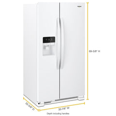 Whirlpool 24.6 Cu. Ft. Side-by-Side Refrigerator with Water and Ice Dispenser - White