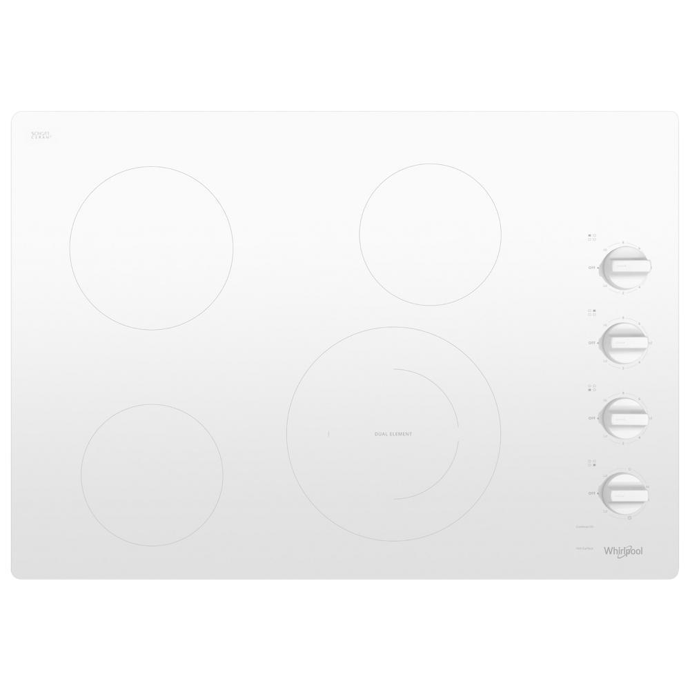 Whirlpool 30-inch Electric Ceramic Glass Cooktop with Dual Radiant Element - White