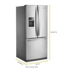 Whirlpool 20 Cu. Ft. Built-In French Door Refrigerator with Water Dispenser - Stainless Steel