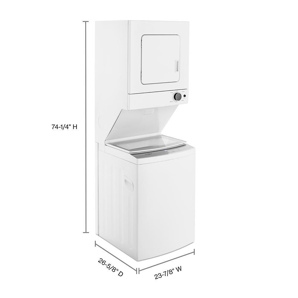 Whirlpool 24" Electric Stacked Washer and Electric Dryer with 6-Wash cycles and Auto Dry - White