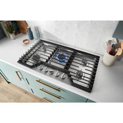 Whirlpool 36-inch Gas Cooktop with 2-in-1 Hinged Grate to Griddle - Stainless Steel