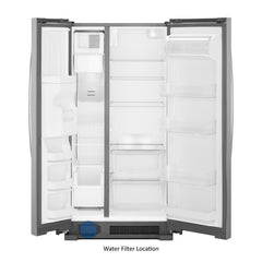 Whirlpool 21.4 Cu. Ft. Side by Side Refrigerator with Water and Ice Dispenser - Stainless Steel