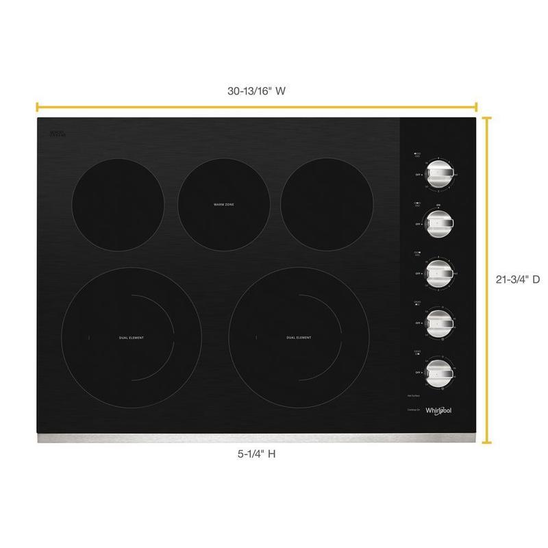 Whirlpool 30 in. Radiant Electric Ceramic Glass Cooktop with 5 Elements - Stainless Steel