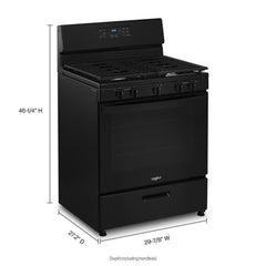 Whirlpool 5.1 Cu. Ft. Freestanding Gas Range with Edge to Edge Cooktop - Black