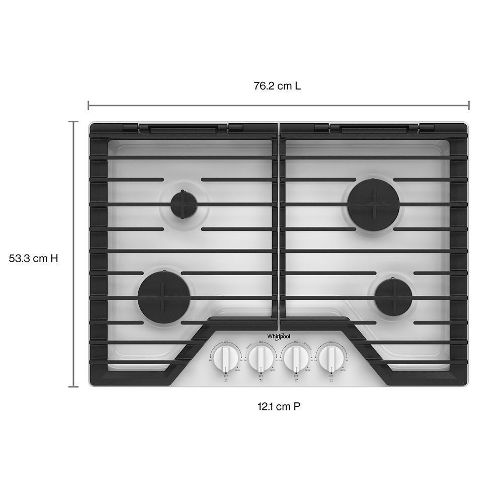 Whirlpool 30-inch Gas Cooktop with EZ-2-Lift Hinged Cast-Iron Grates - White