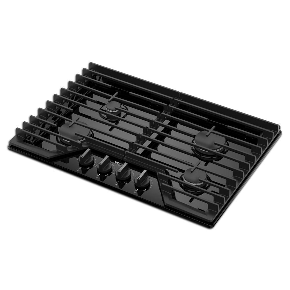 Whirlpool 30-inch Gas Cooktop with EZ-2-Lift Hinged Cast-Iron Grates - Black