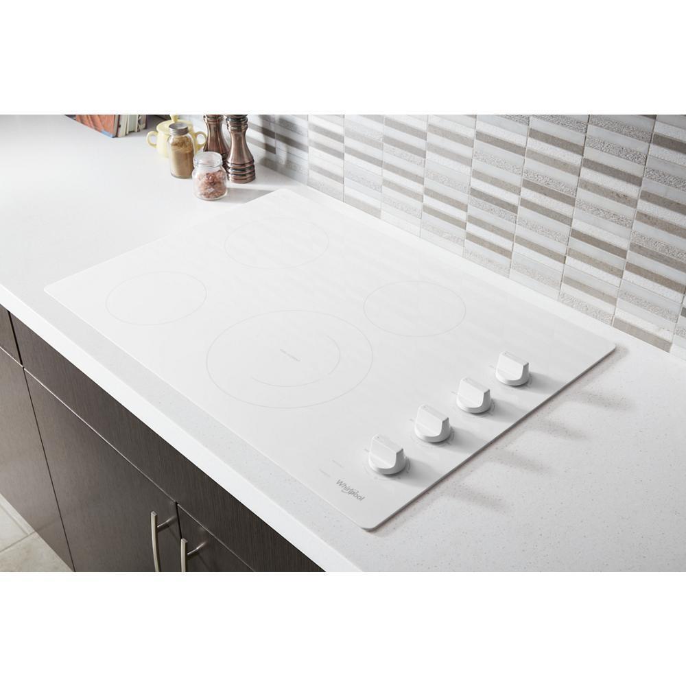 Whirlpool 30-inch Electric Ceramic Glass Cooktop with Dual Radiant Element - White