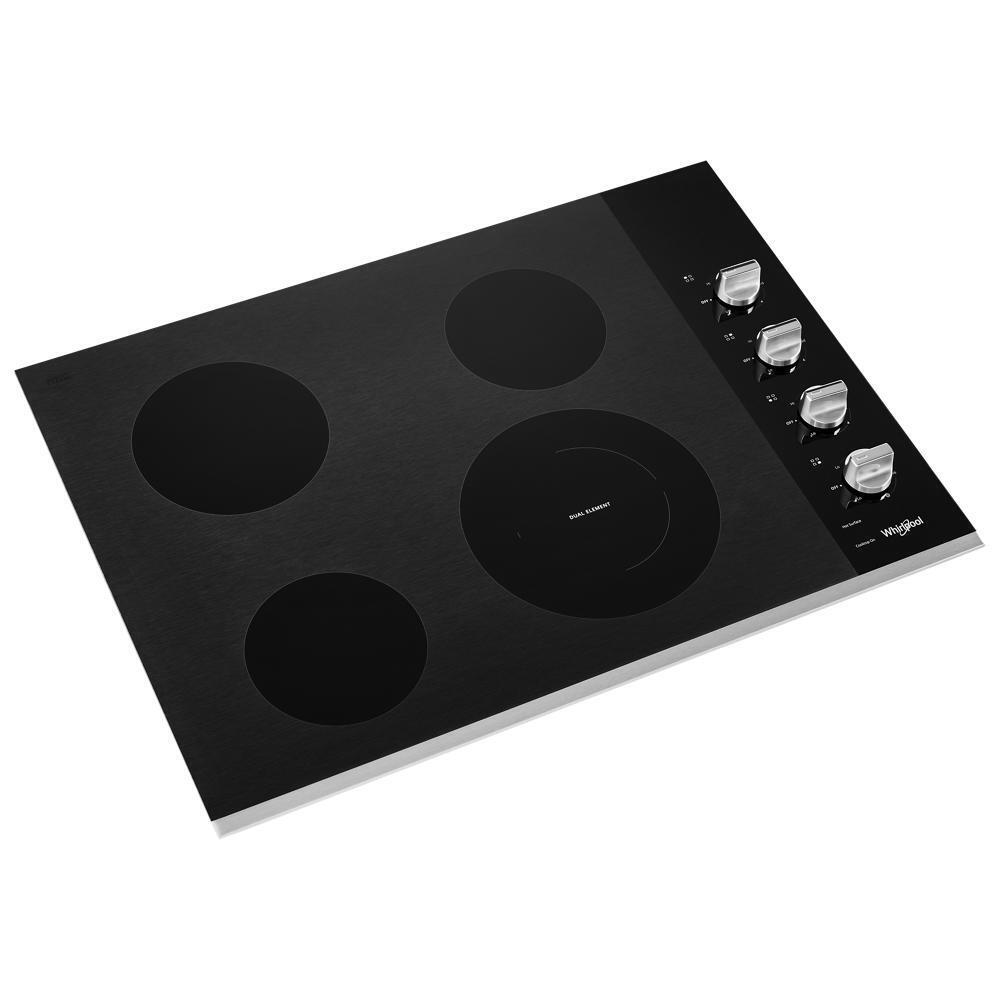 Whirlpool 30-inch Electric Ceramic Glass Cooktop with Dual Radiant Element - Stainless Steel