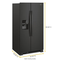 Whirlpool 24.6 Cu. Ft. Side-by-Side Refrigerator with Water and Ice Dispenser - Black