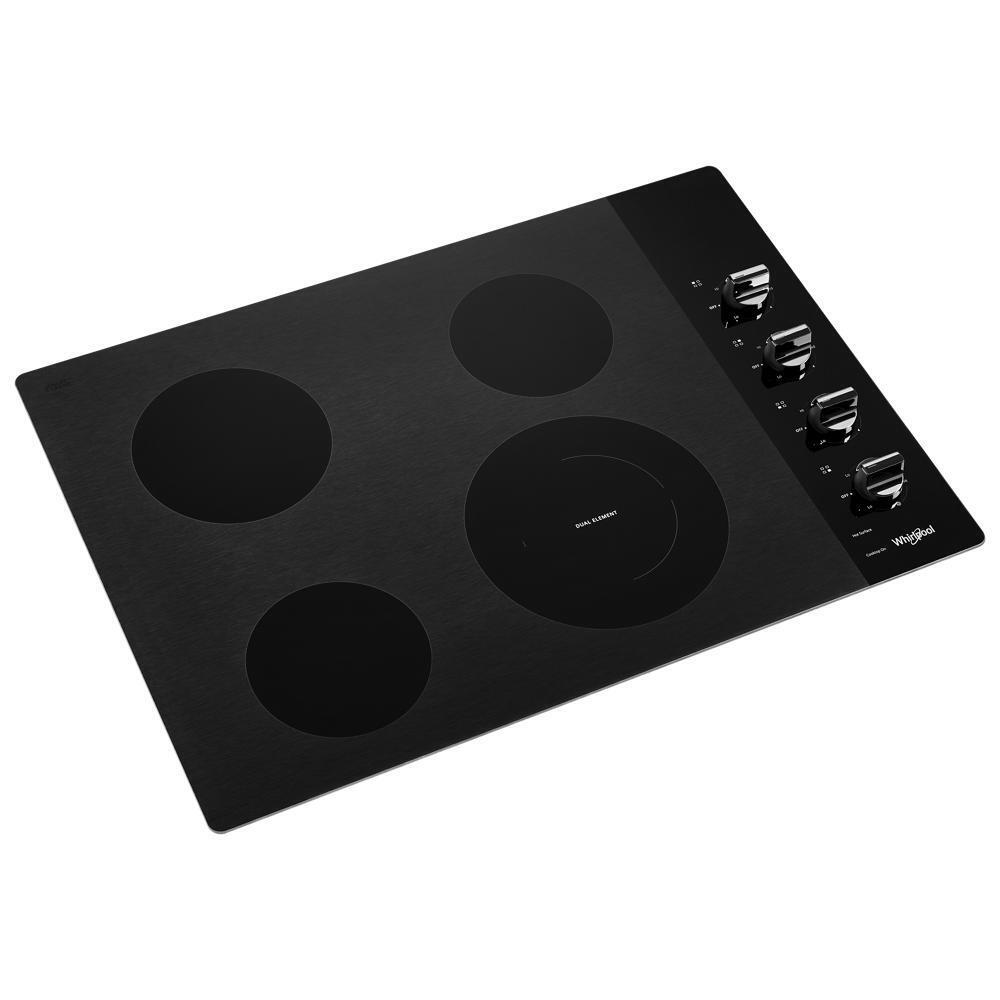 Whirlpool 30-inch Electric Ceramic Glass Cooktop with Dual Radiant Element - Black