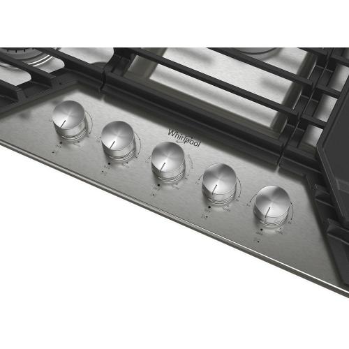 Whirlpool 30-inch Gas Cooktop with 2-in-1 Hinged Grate to Griddle - Stainless Steel