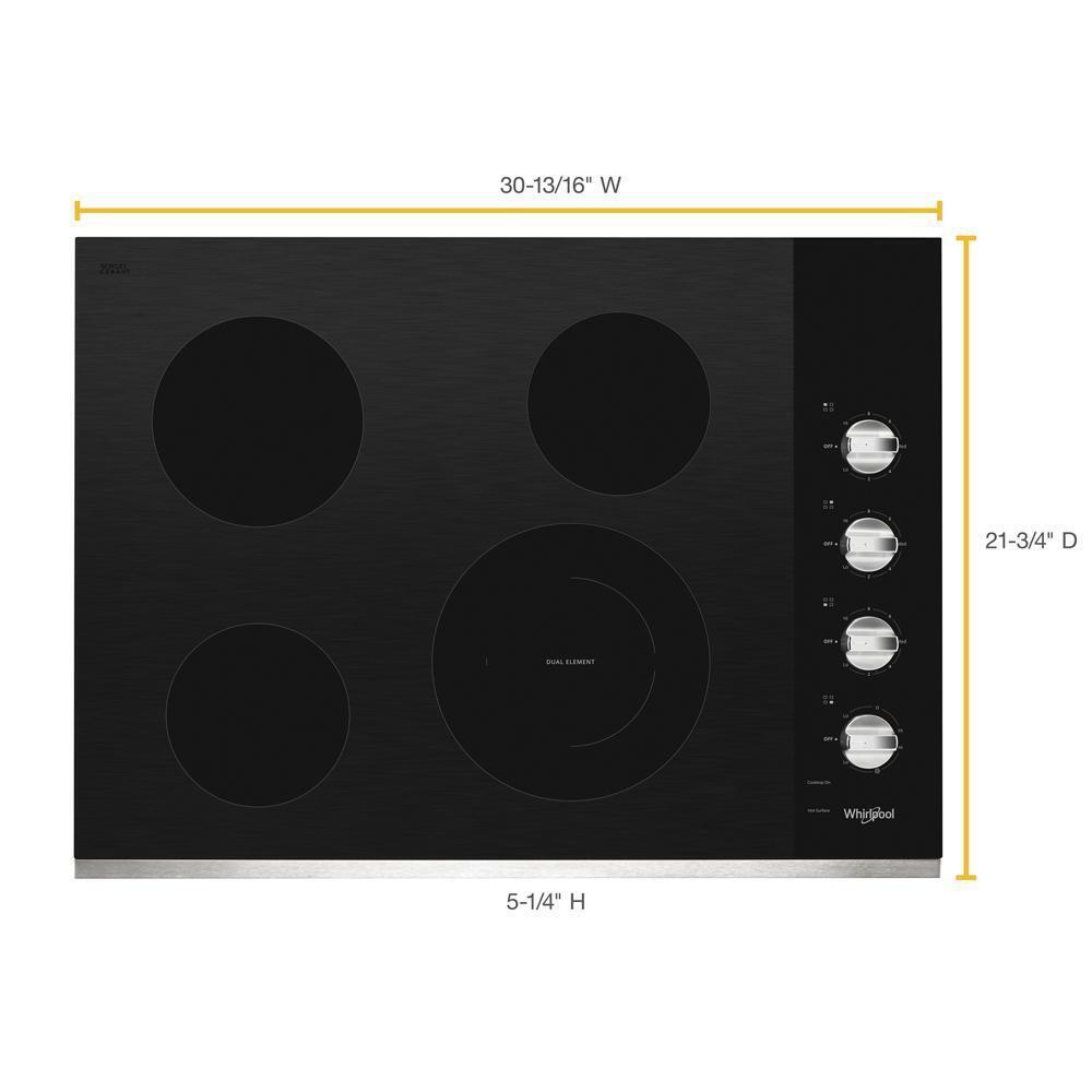 Whirlpool 30-inch Electric Ceramic Glass Cooktop with Dual Radiant Element - Stainless Steel