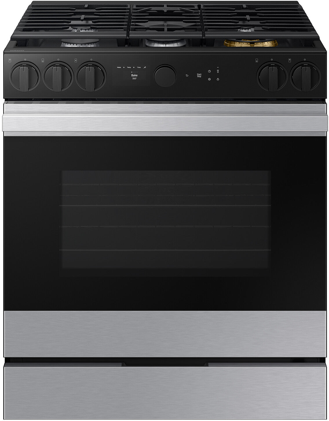 Samsung 4-Piece Kitchen Appliance Package –  4 Door Smart Refrigerator,  Slide-In Gas Smart Range,  Fully Integrated Built-In Smart Dishwasher &  Smart Over-the-Range Microwave in Stainless Steel