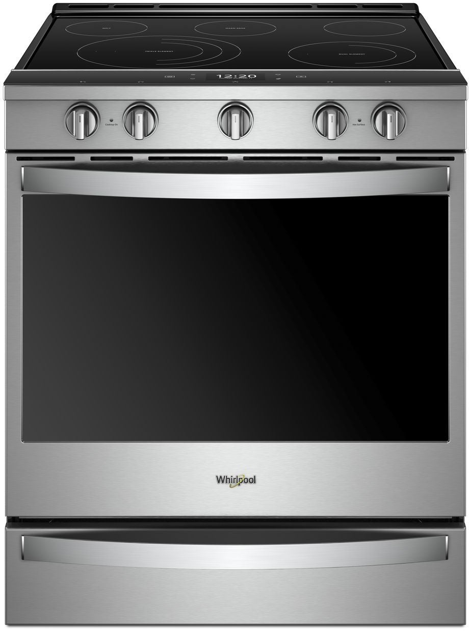 Whirlpool 4-Piece Kitchen Appliance Package – French Door Refrigerator, Slide-In Electric Range, Fully Integrated Dishwasher & Over-the-Range Microwave Oven in Fingerprint-Resistant Stainless Steel