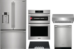 Frigidaire Professional 5-Piece Kitchen Appliance Package – Counter-Depth French Door Refrigerator, Induction Cooktop,  Fully Integrated Dishwasher, Combination Electric Wall Oven & Under-Cabinet Range Hood in Stainless Steel
