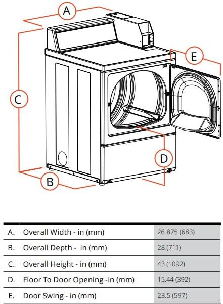 Speed Queen 27 Inch Commercial Dryer with 7 Cu. Ft. Capacity DV4000WE