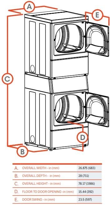 Speed Queen 27 Inch Commercial Electric Laundry Tower with 14 Cu. Ft. Total Capacity SSESXAGS173TW01